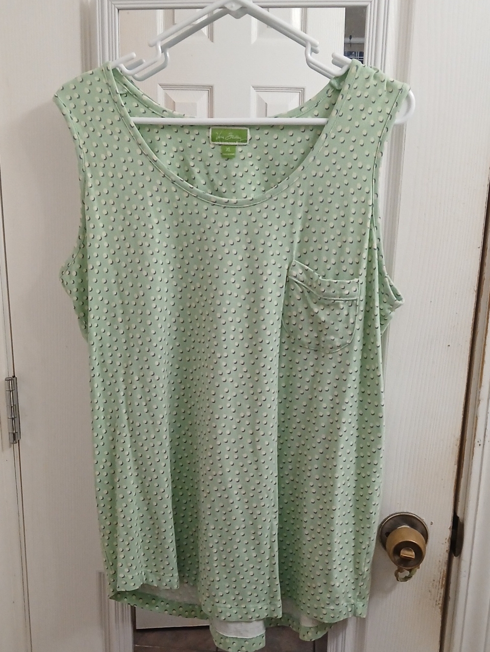 Vera Bradley Light Green Sleeveless Tank with Dot Pocket Size Xl